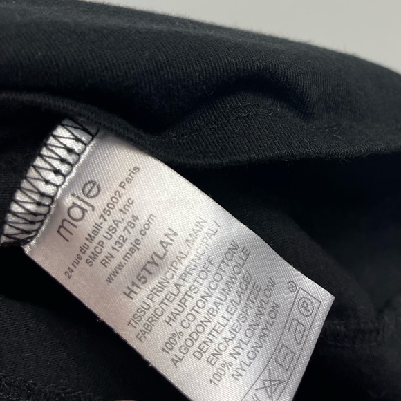 MAJE Paris Black Lace Inset Sheer Tee Shirt Top Short Sleeve Sexy 1 S Whimsigoth - Picture 7 of 12